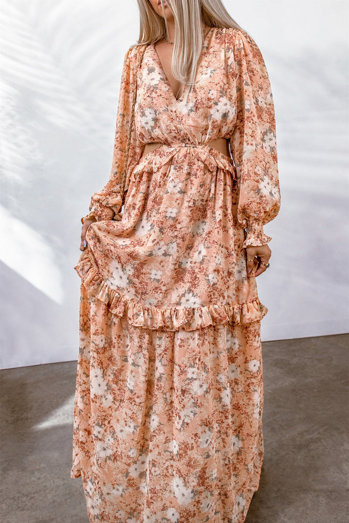 Apricot Floral Dress