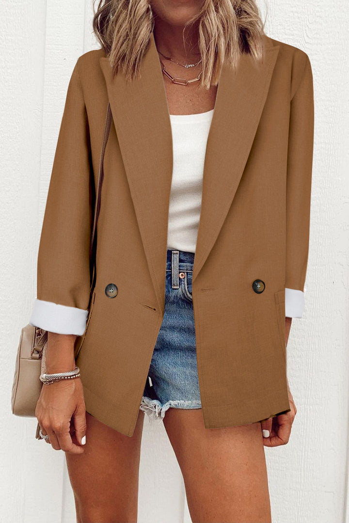 Buttoned Lapel Collar Blazer