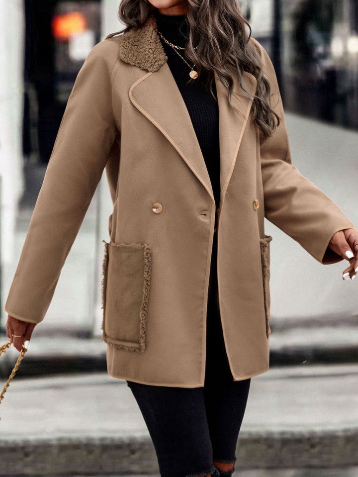 Lapel Neck Long Sleeve Button Down Side Pocket Coat
