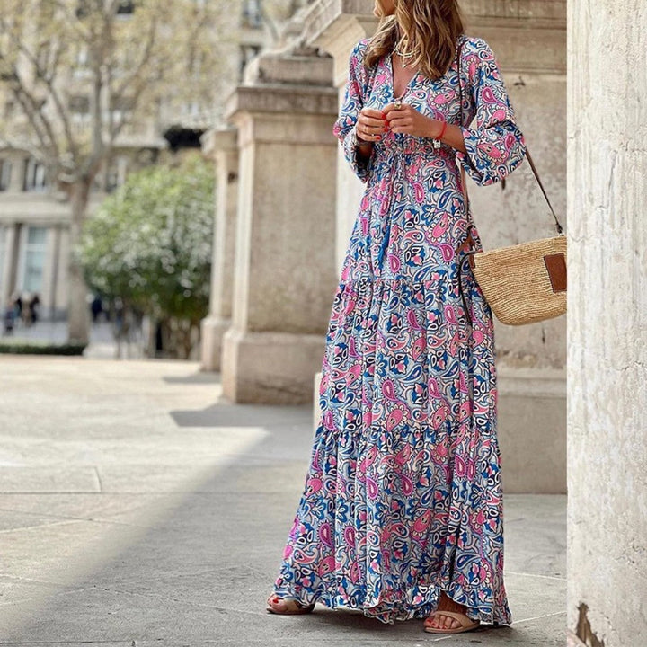 Floral Short Sleeve Tie Waist Swing Dress