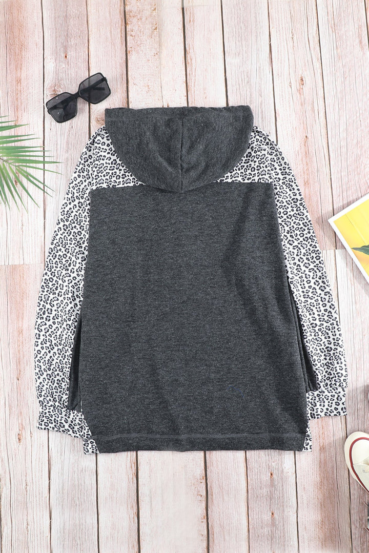 Leopard Patchwork Pullover Hoodie