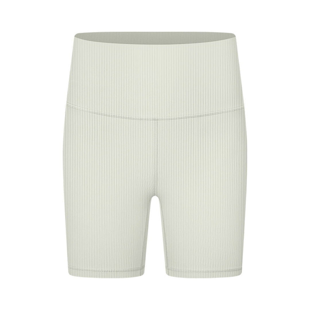Solid Ribbed High Waist Bike Shorts With Side Pockets