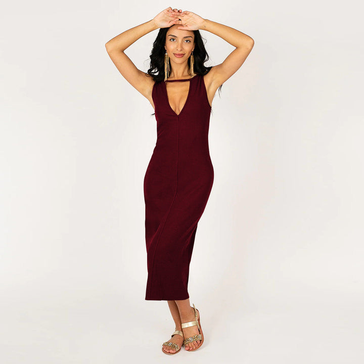 Solid Front and Back Reversible Slit Tube Dress