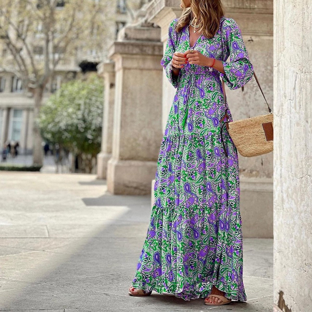 Floral Short Sleeve Tie Waist Swing Dress
