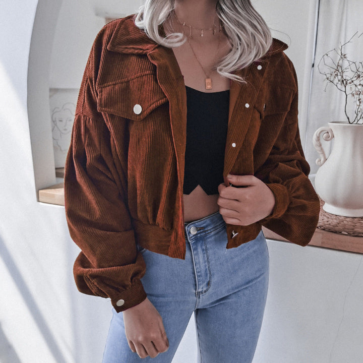 Casual Balloon Long-Sleeved Corduroy Jacket