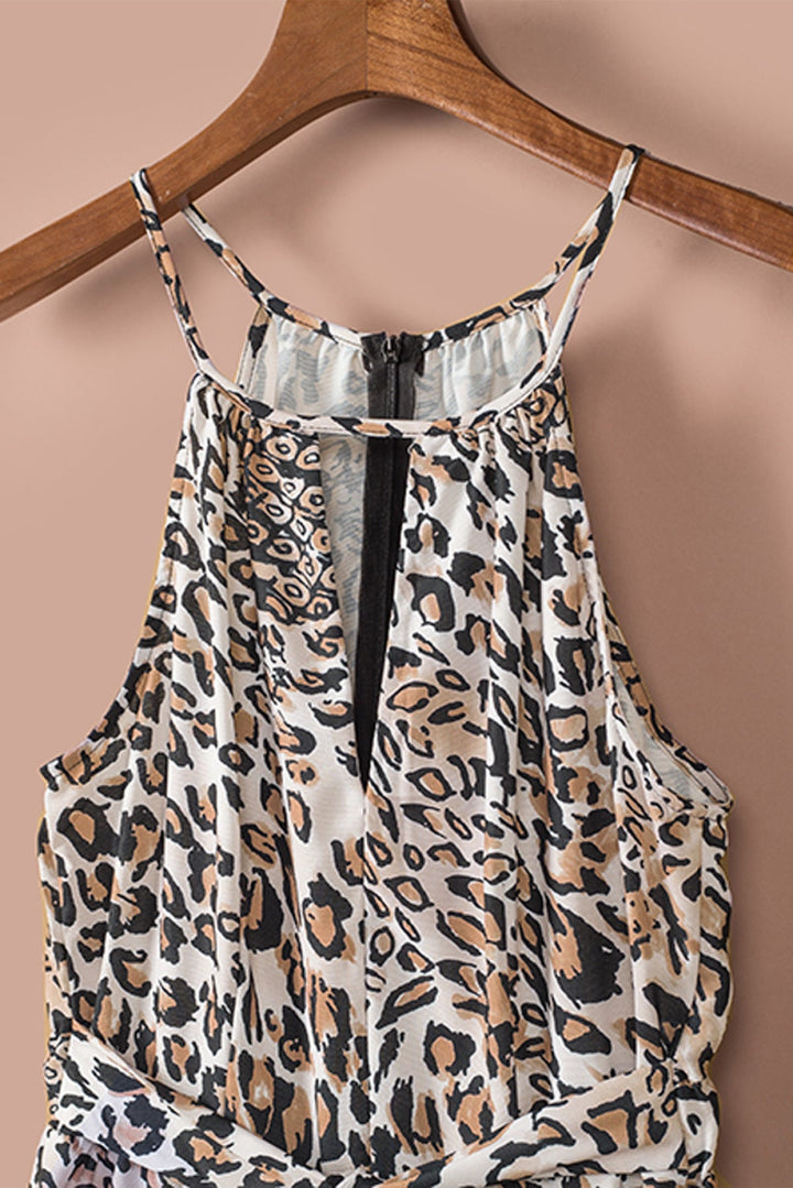 Leopard Sleeveless Cropped Jumpsuit