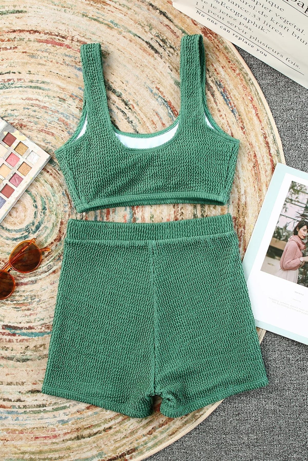 Active Textured Sports Bra & Shorts Set