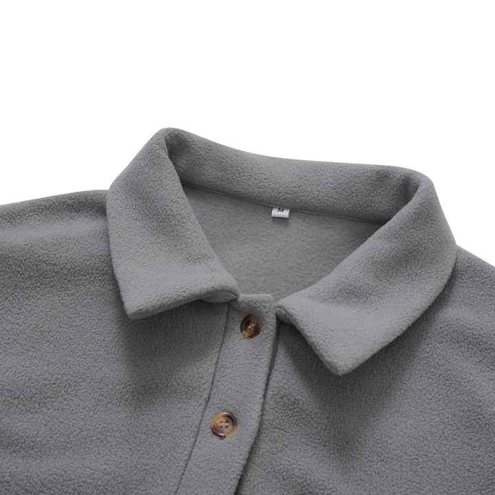 Shirt Collared Long Sleeve Single-Breasted Colorblock Jackets With Pockets