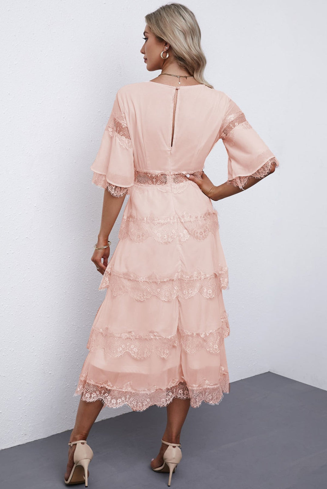 Swiss Dot Layered Dress - Long Dress