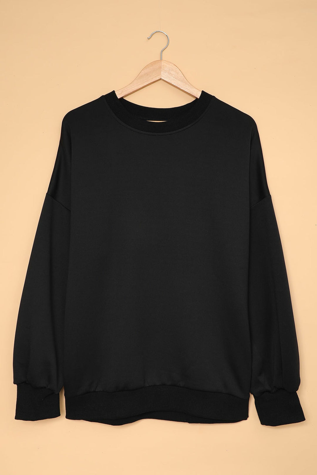 Solid Drop-Shoulder Pullover Sweatshirt