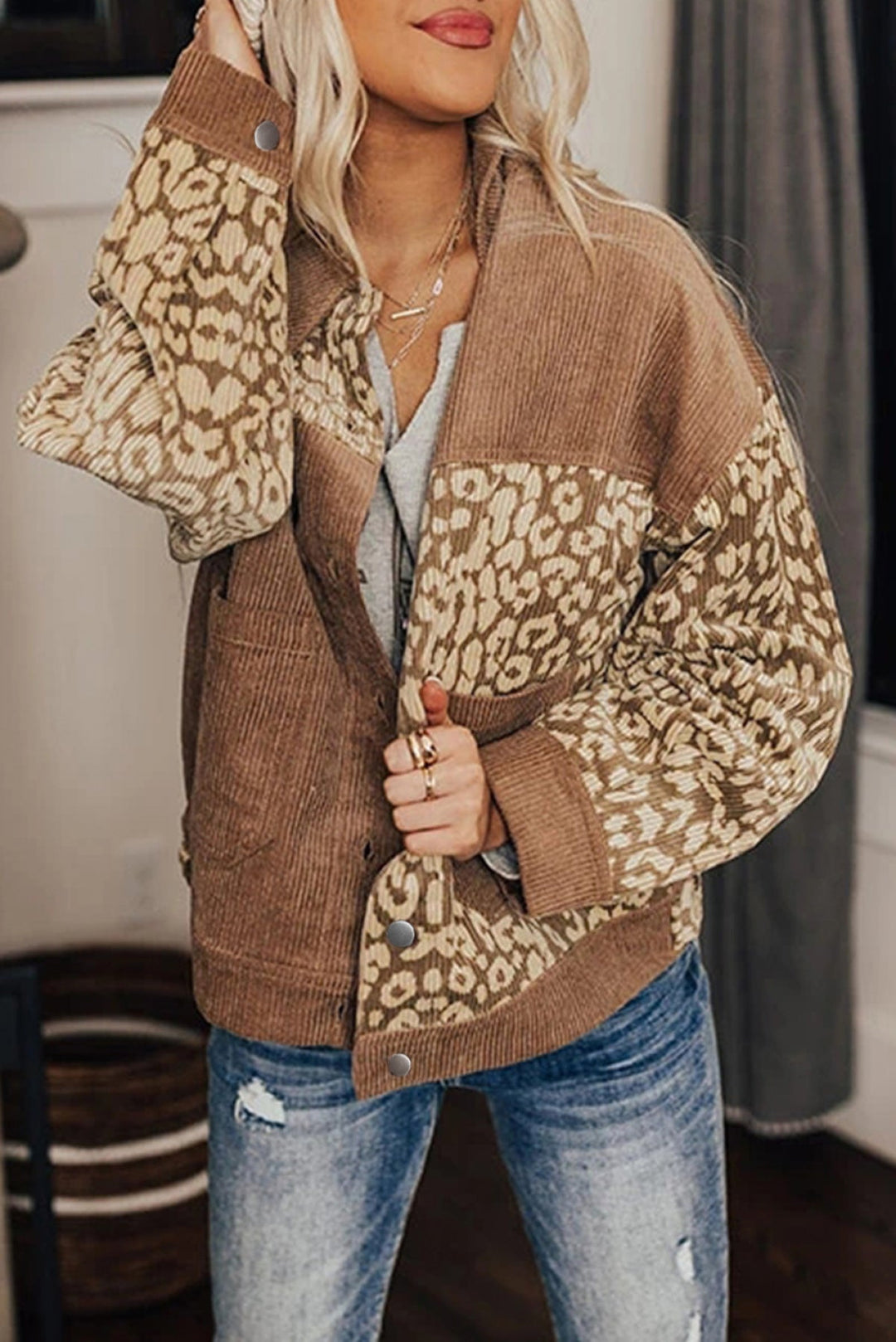 Leopard Corduroy Jacket