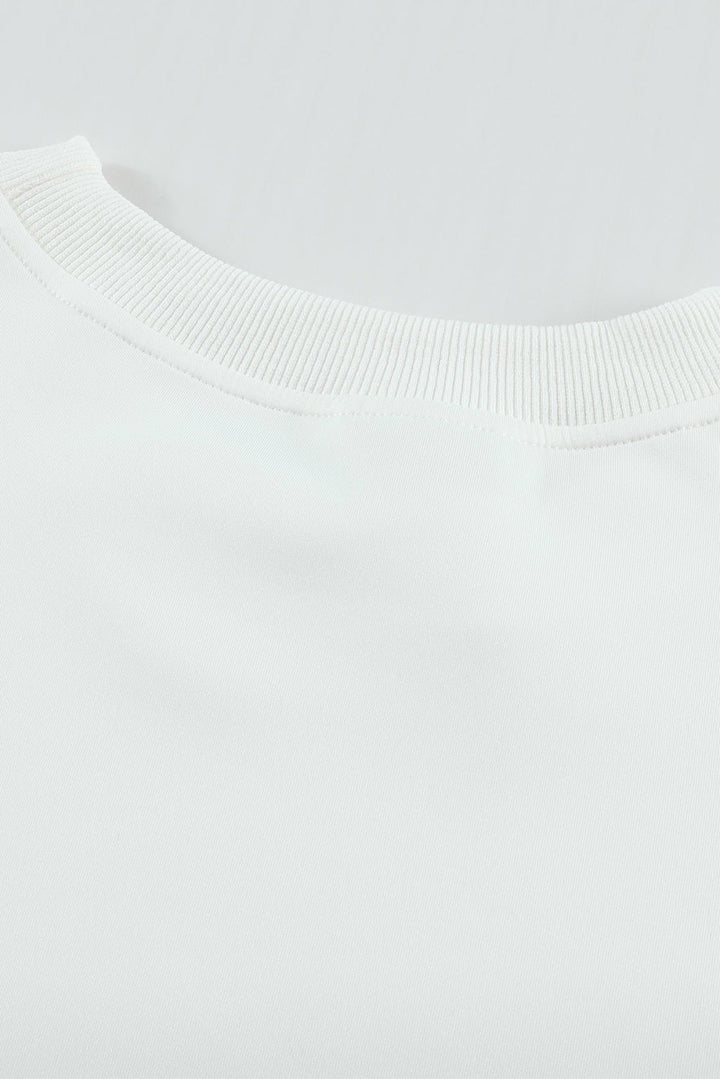 Solid Drop-Shoulder Pullover Sweatshirt