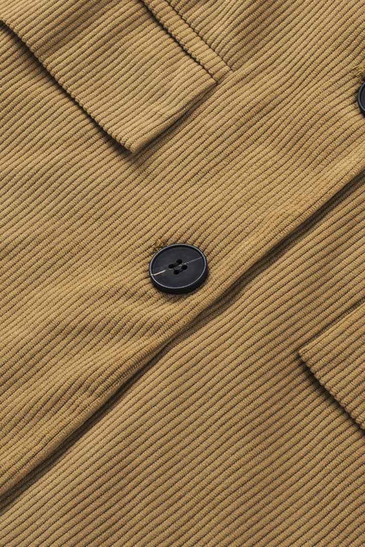 Brown Corduroy Lapel Casual Blazer