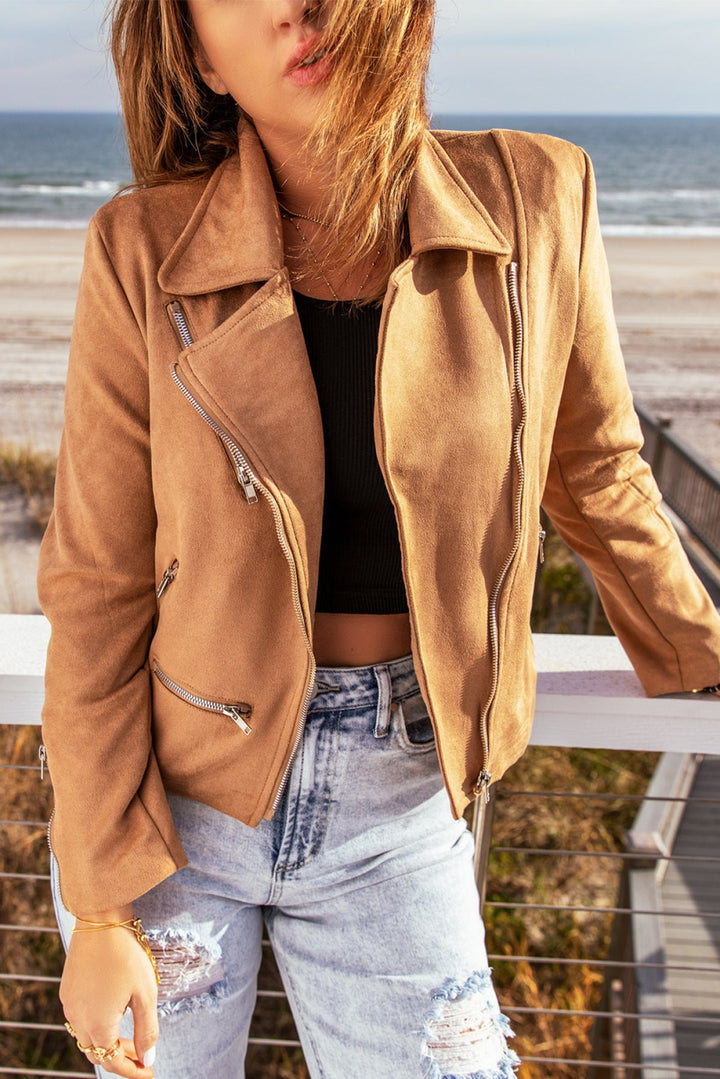 Zipped Notch Short Jacket