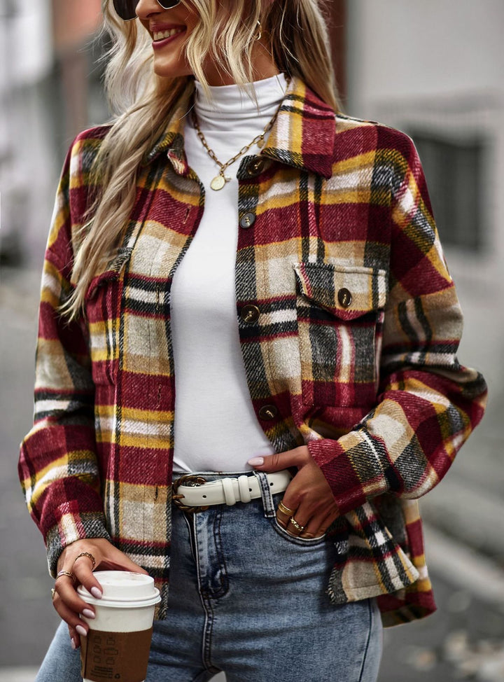 Long Sleeve Plaid Jacket