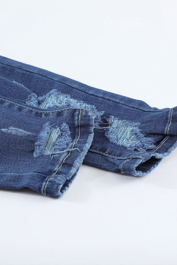 Blue Ripped High Waist Skinny Jeans