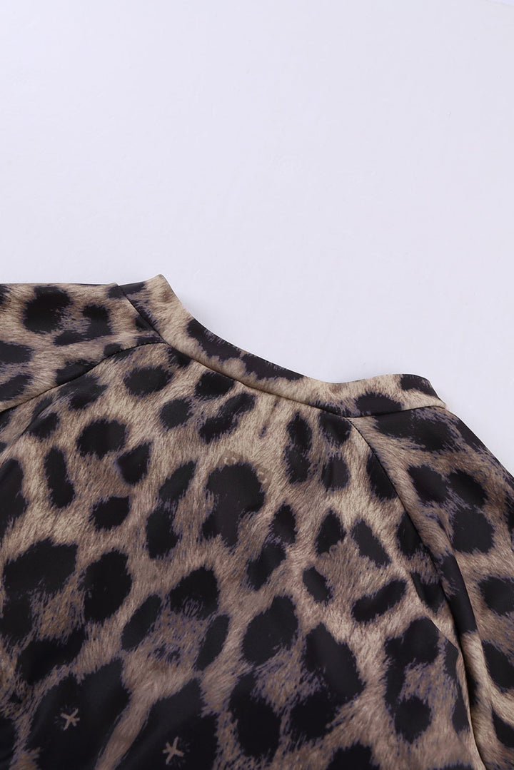 Leopard Print Zipper Cut-Out Swimsuit