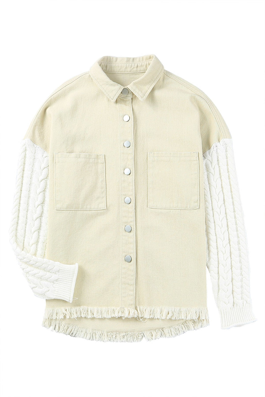 Khaki Cable Knit Denim Jacket