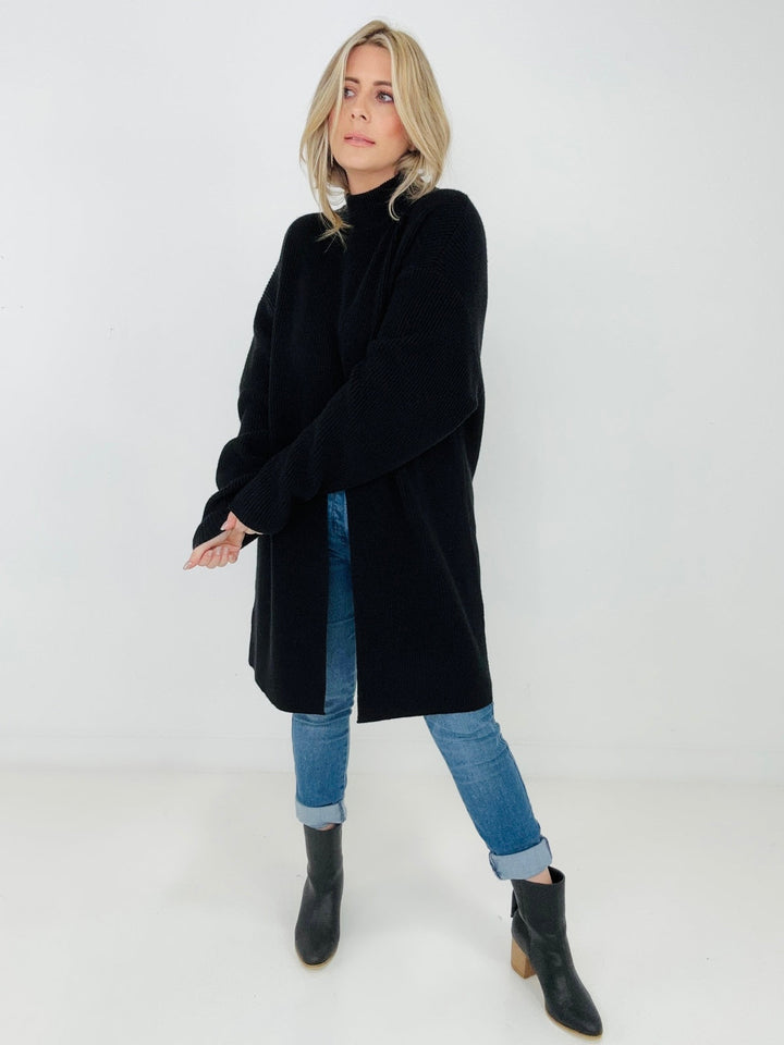 "Mara" Mockneck - Front Slit Sweater