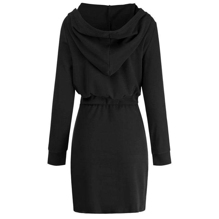 Solid Long Sleeve Zipper Up Hooded Mini Dress