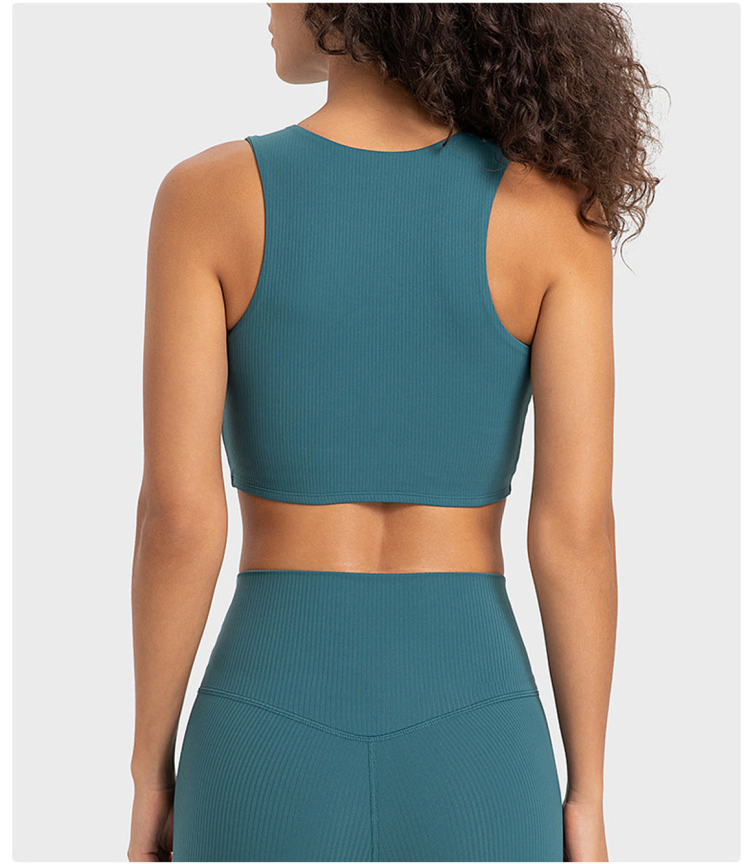 Ribbed Round Neck Wireless Sports Bras