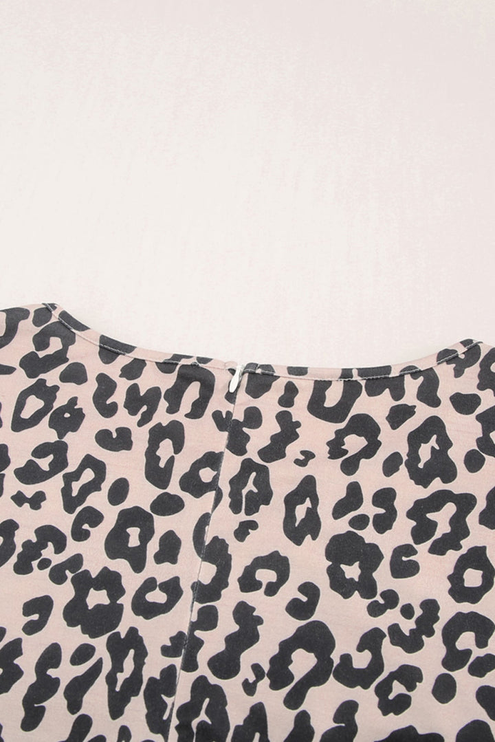 Leopard Half Sleeve Plus Size Jumpsuit