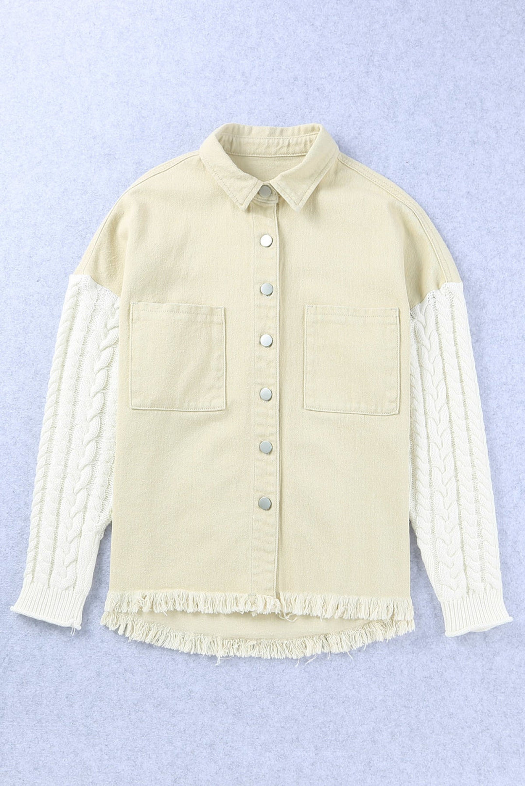 Khaki Cable Knit Denim Jacket
