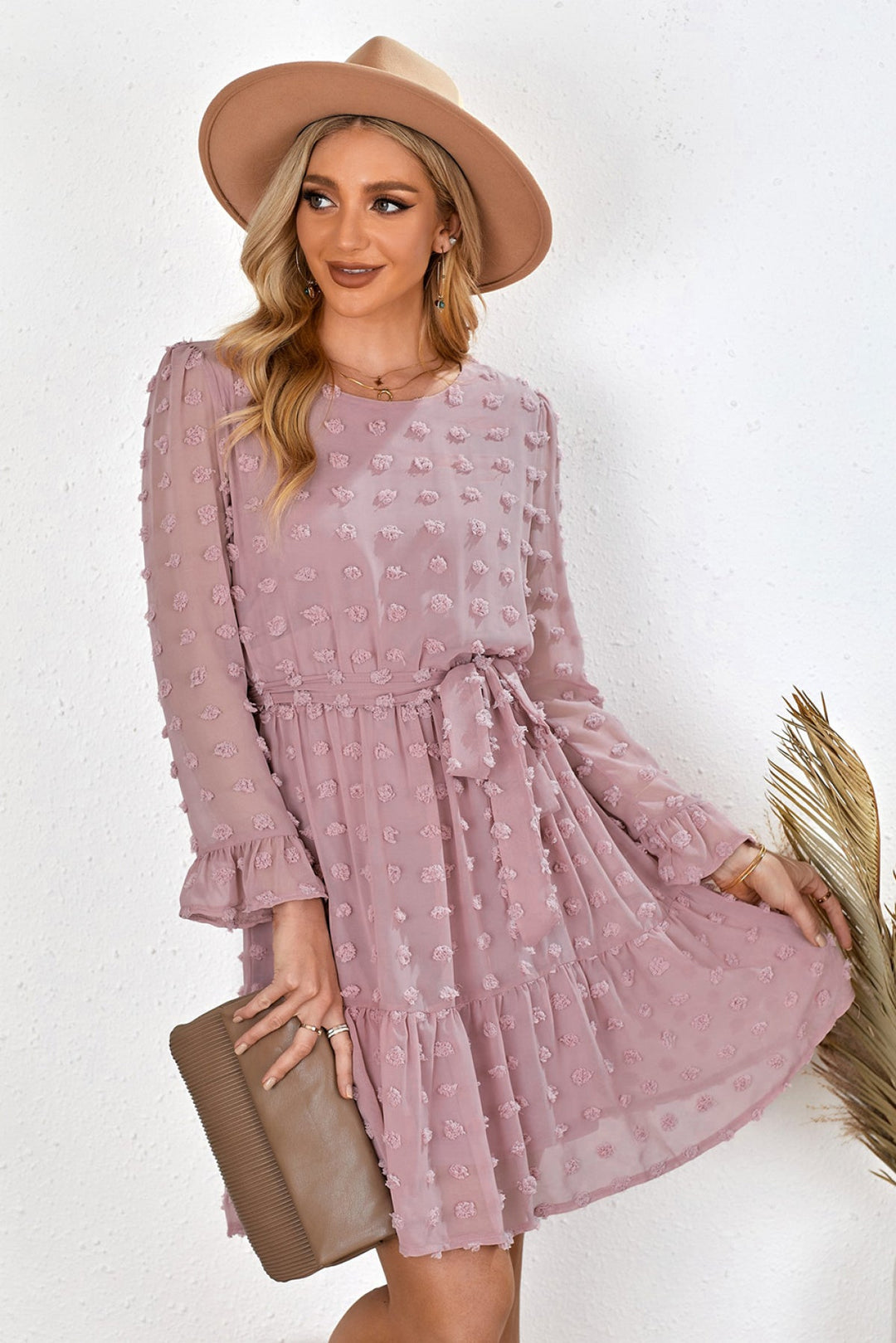 Fuzzy Ruffled Dress - Mini Dress