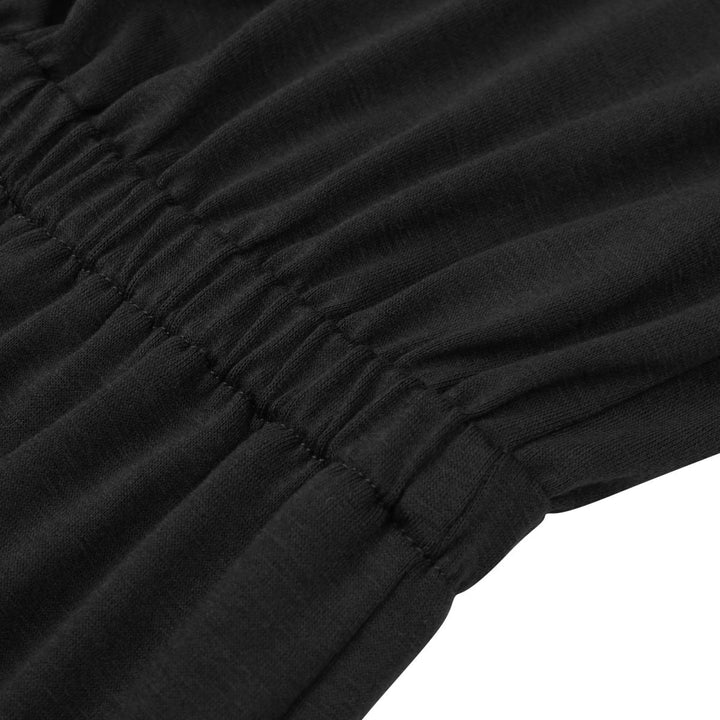 Solid Off-the-Shoulder Elastic Waist Mini Dress