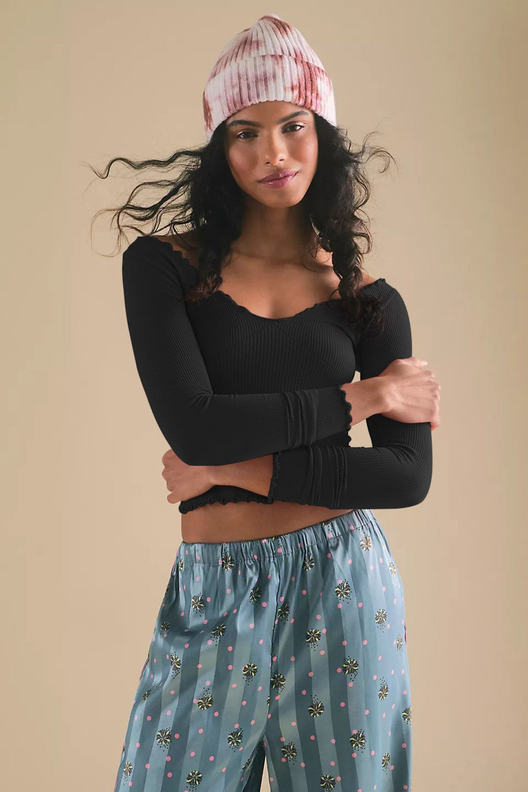 U Neck Solid Color Crop Top