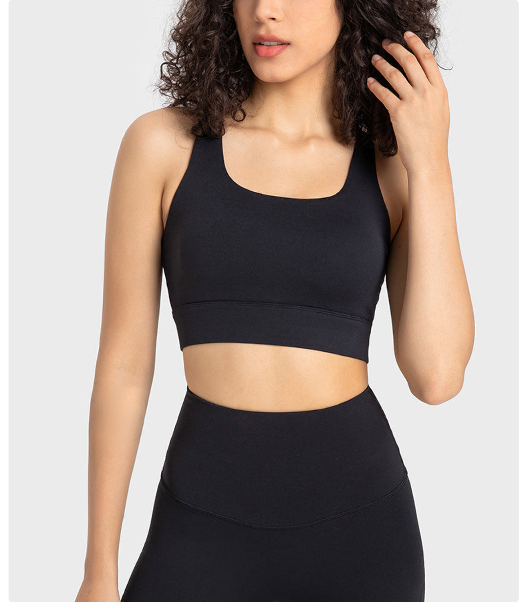 High U-Neck Stretch Backless Sports Bra - Sports Wear