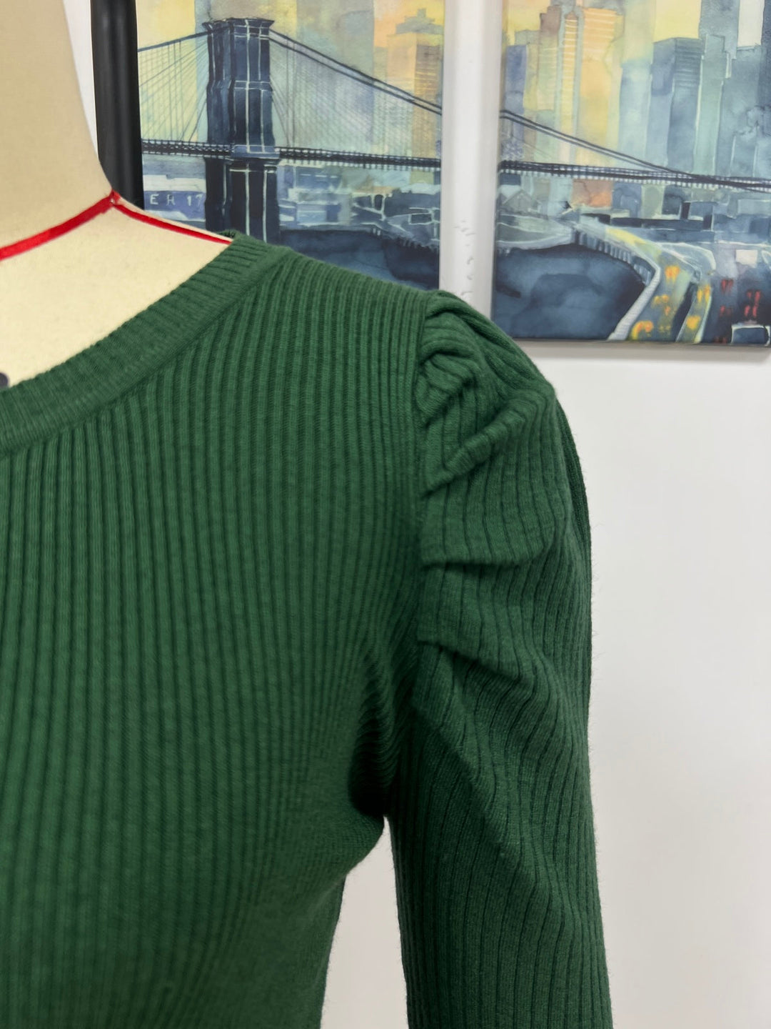 Round Neck Puff Sleeve Sweater