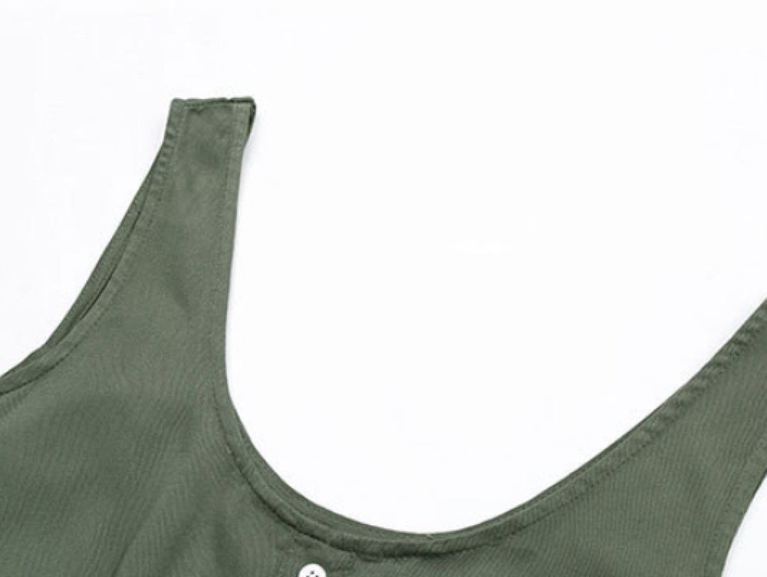 Solid Buttoned A-line Mini Dress