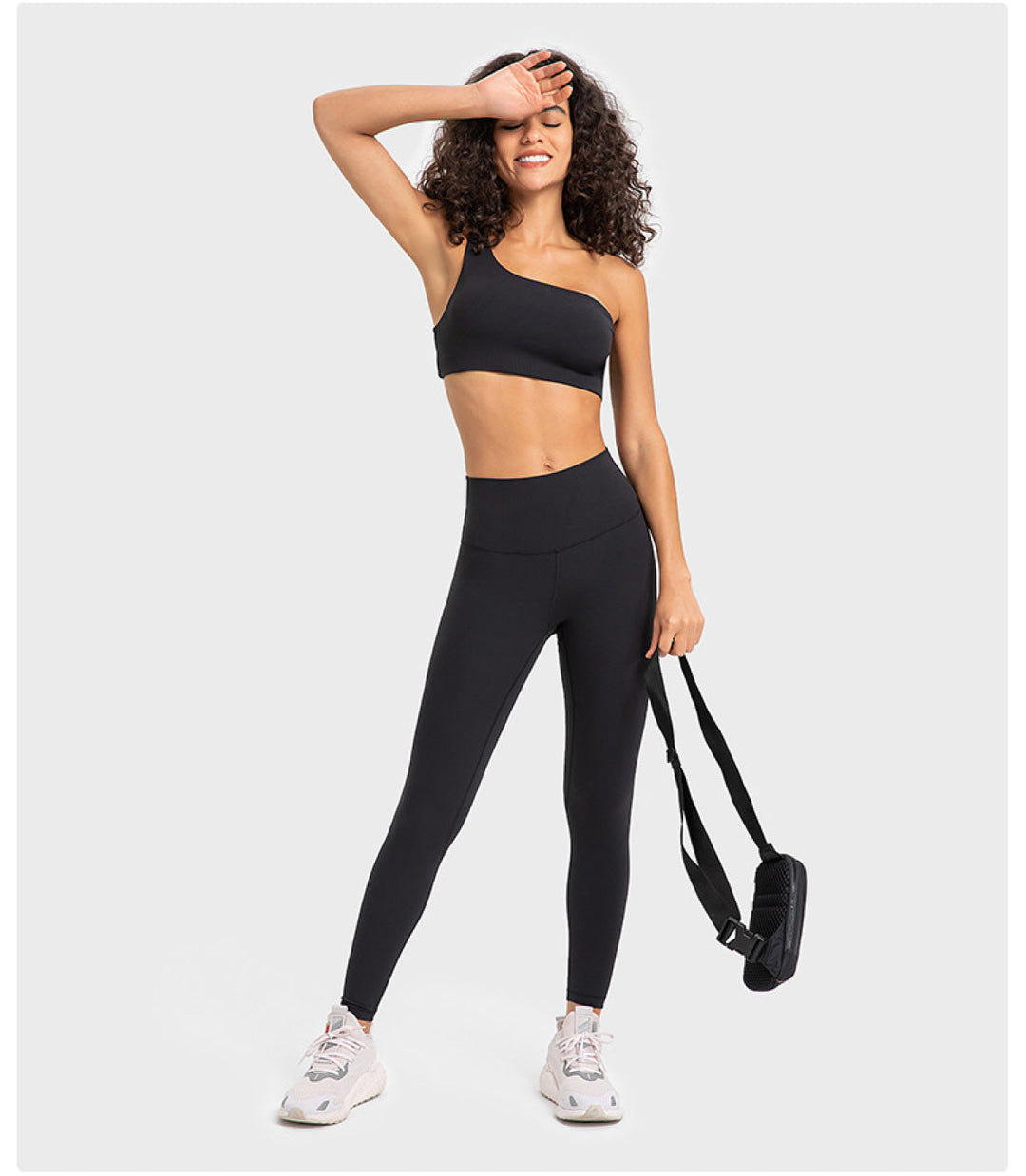 Solid Ribbed One ShoulderSports Bras