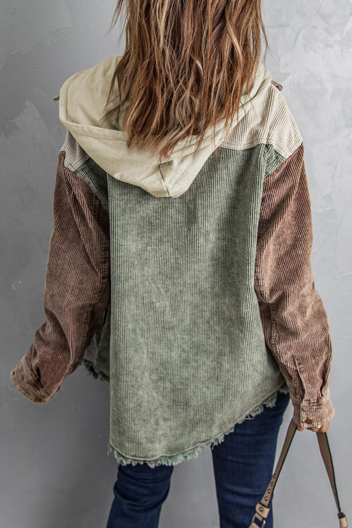 Down Hooded Corduroy Jacket
