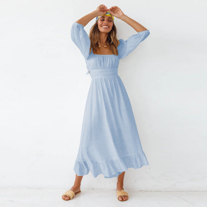 Puff Sleeve Pleated Dress