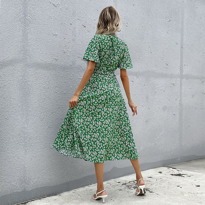 Ditsy Floral Surplice Tie Waist Dress