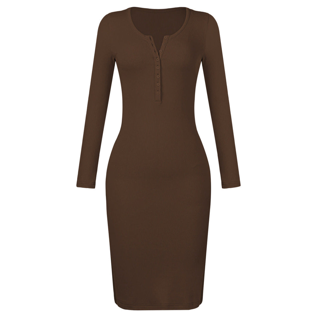 Button-Up Slit Bodycon Dress