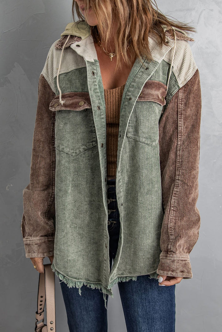 Down Hooded Corduroy Jacket