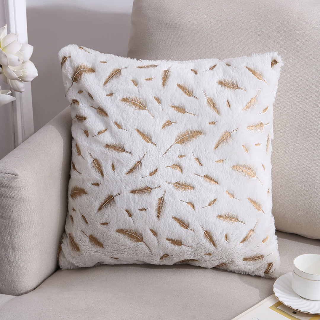 Double Sided Feather Gold Stamping Plush Pillowcases Without Filler