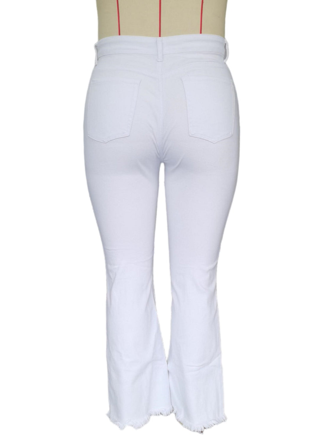 White Ripped Knee Frayed Flare Jeans