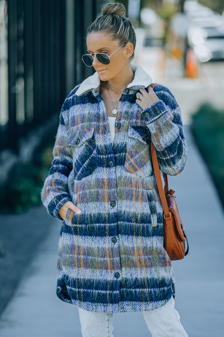 Plaid Brushed Long Coat