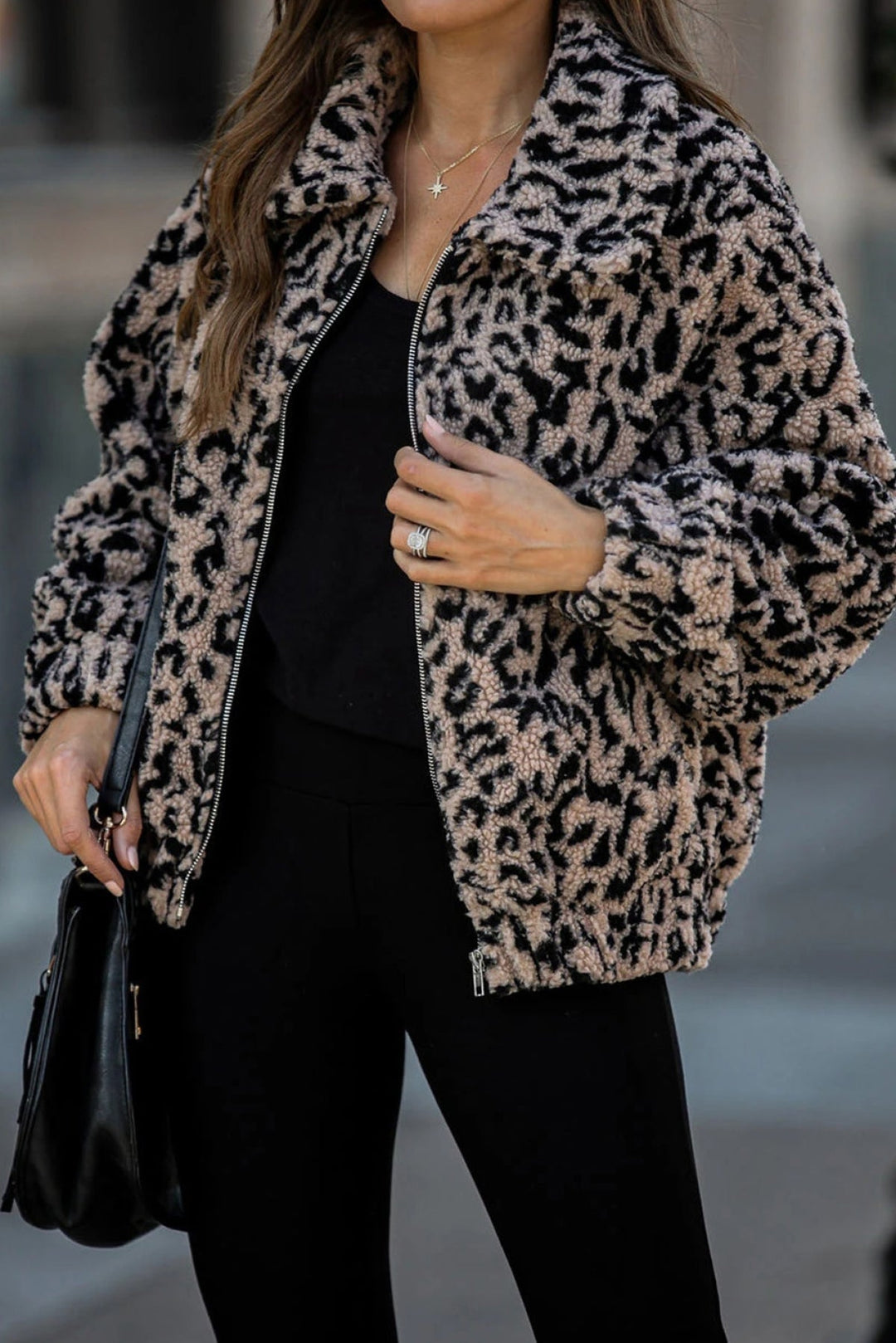 Leopard Print Sherpa Jacket Coat