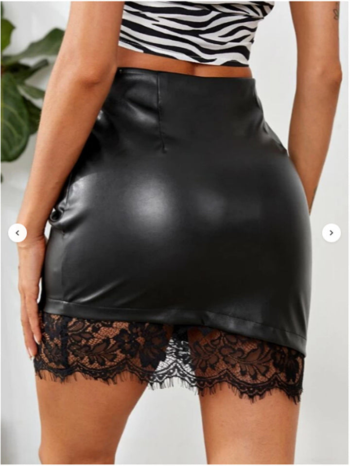 Black Lace High Waist Skirt