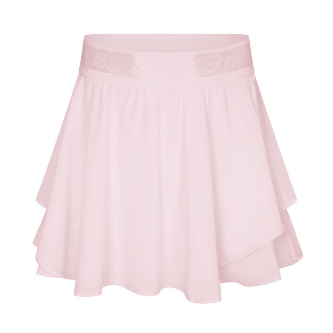 Elastic Waist Ruffle Skirt With Inside Pocket