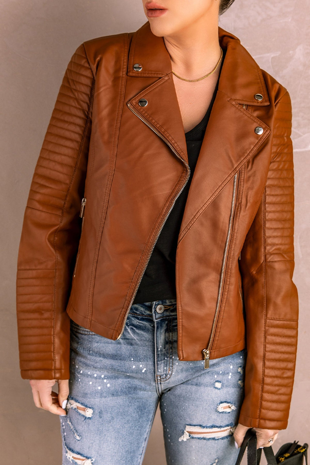 Ribbed Seam Motorcycle Jacket
