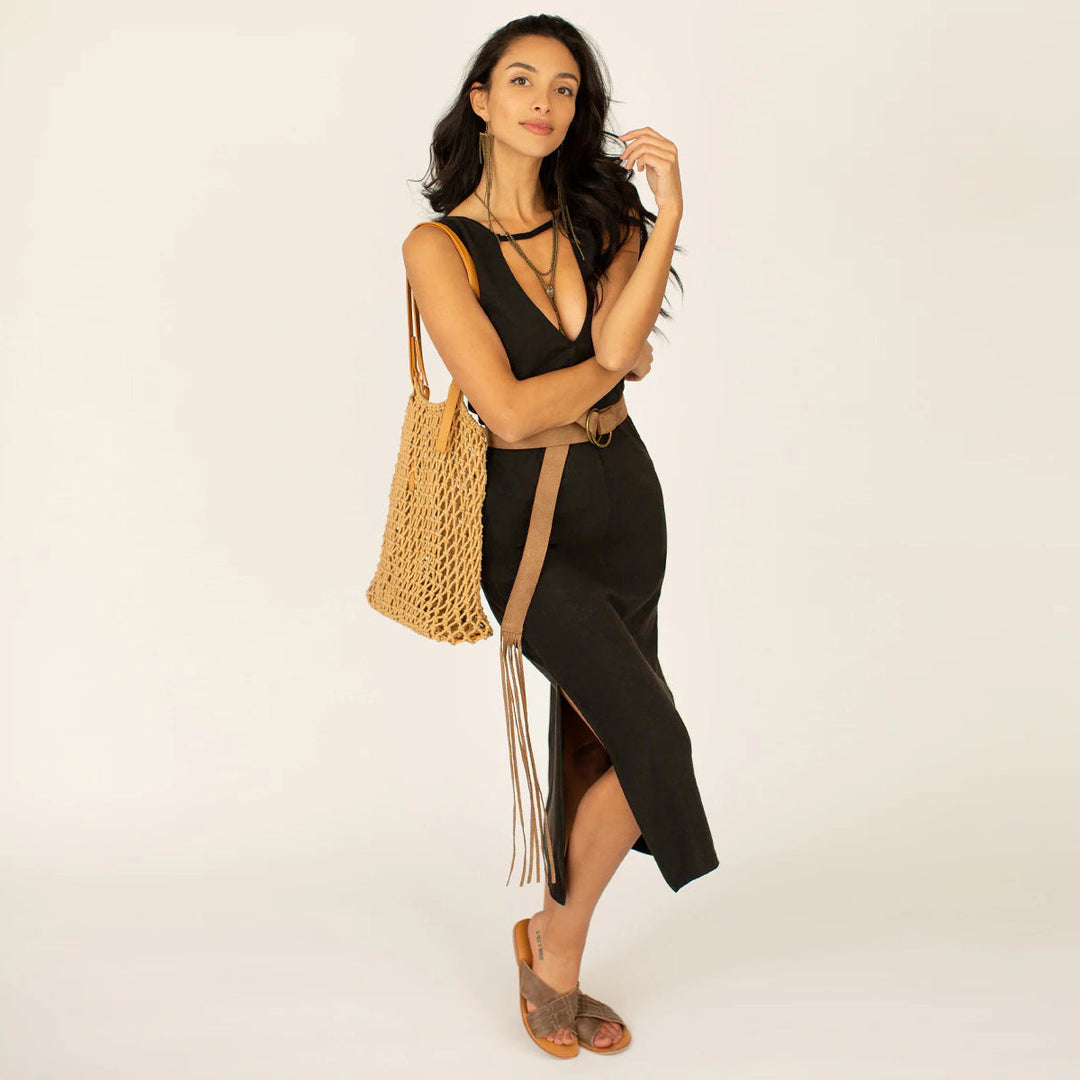 Solid Front and Back Reversible Slit Tube Dress