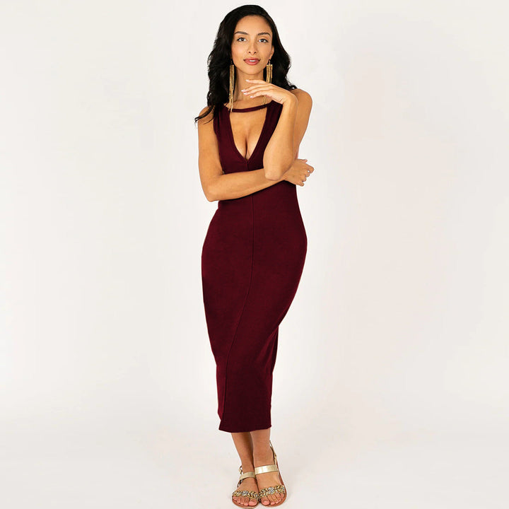 Solid Front and Back Reversible Slit Tube Dress
