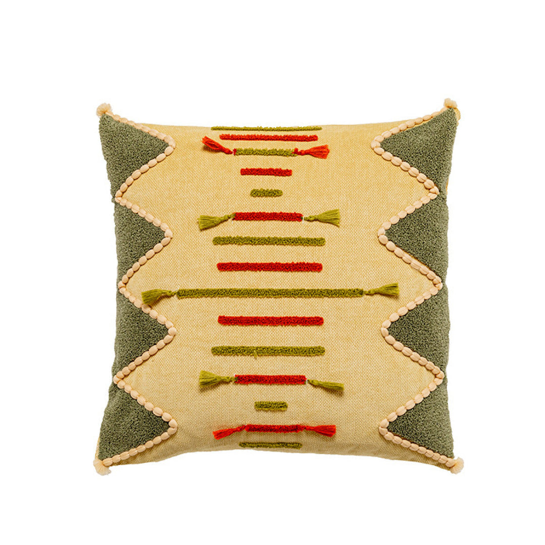 Boho Geometric Lines Embroidered Cushion Cover Without Filler