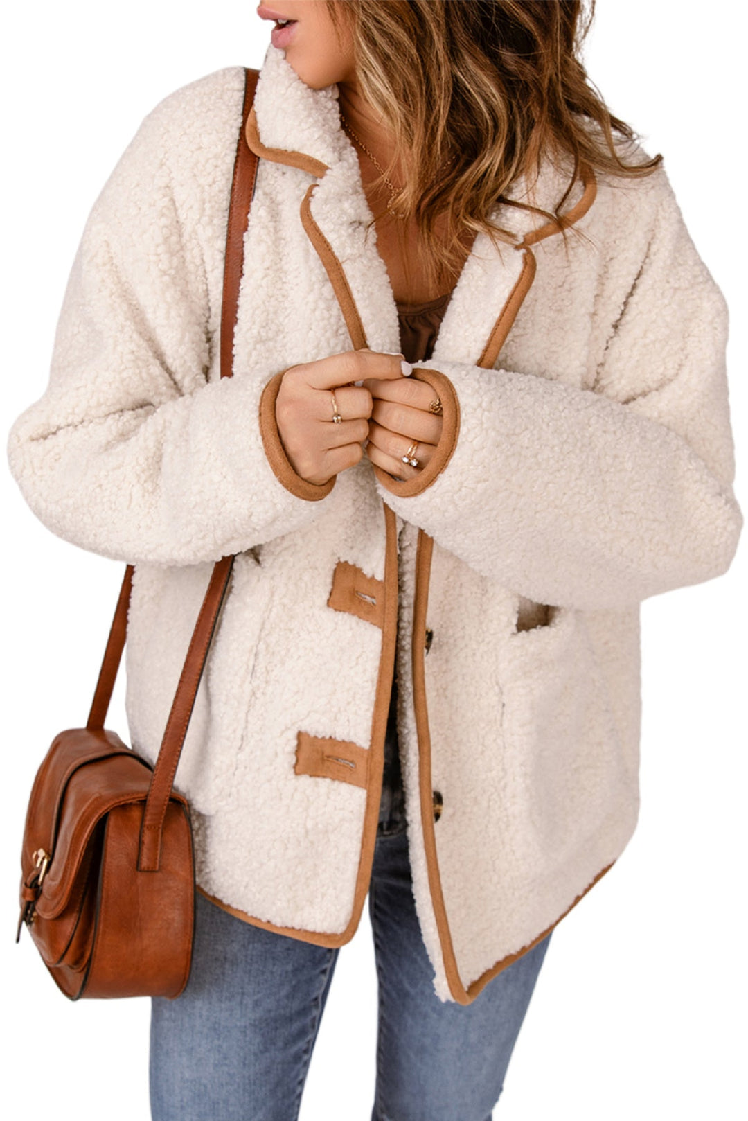 Binding Buttoned Jacket - Sherpa Jacket